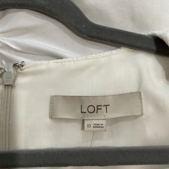 New Loft Size 10 95% cotton 1% spandex white sleeveless dress fully lined🍀🍀 - Picture 4 of 7
